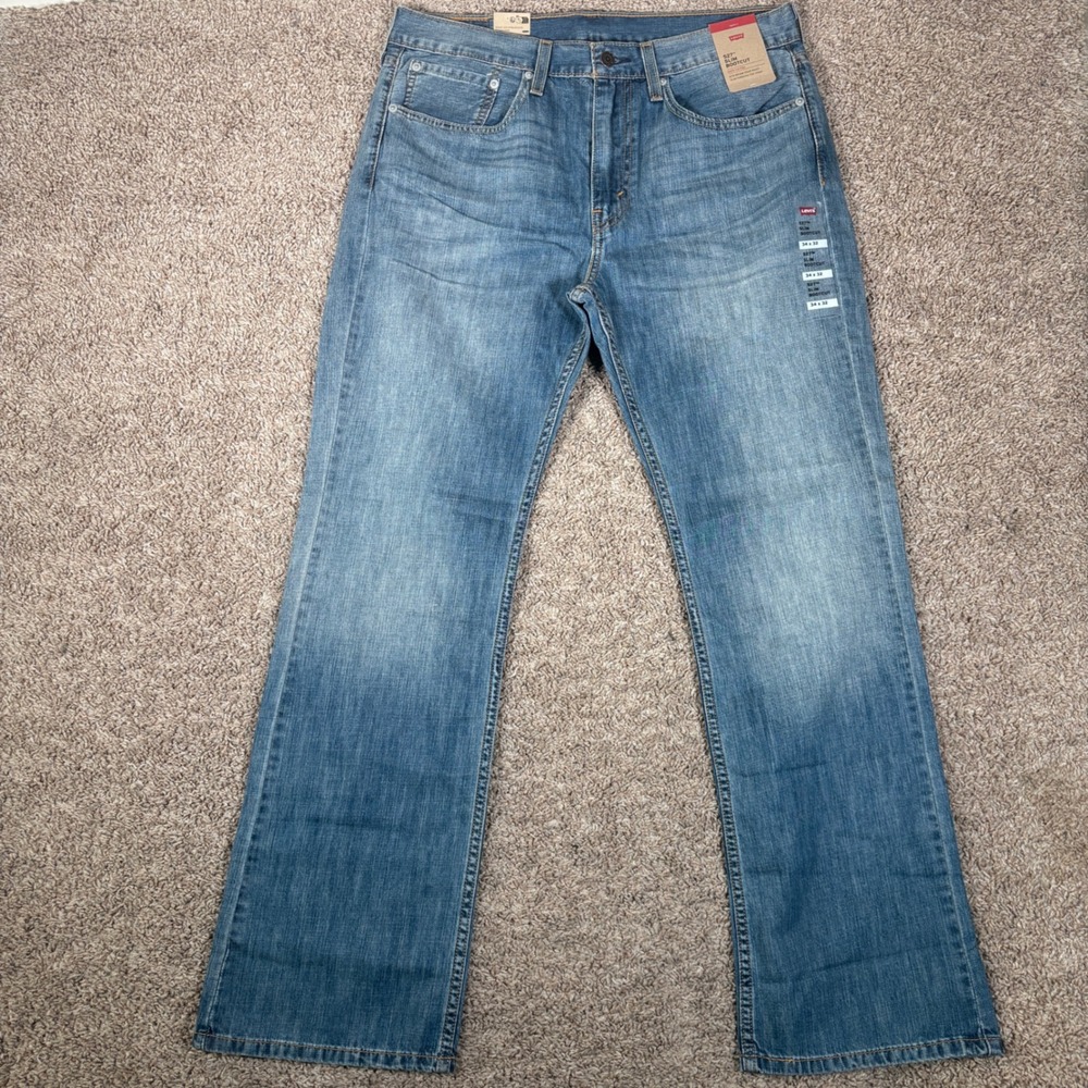 Levis 527 Slim Bootcut Mens Jeans 34x32 Medium Wash Blue 100% Cotton NEW